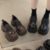 Zapatos de cuero estilo británico, primavera y otoño 2025, nuevo estilo, plataforma, suela gruesa, vintage, de una sola capa, mocasines casuales de tacón grueso para mujer.
