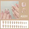 Flores, Creme de Cereja, Manicure Francesa Outono e Inverno, Laço de Coração Fofo e Delicado, Unhas Usáveis Estilo Pura Luxúria, 24 Peças
