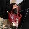 Bolso de Mano Vintage Bolso de Hombro Cruzado para Mujer Nuevo Simple Moda Color Sólido Viajero Cubo Texturizado Vintage