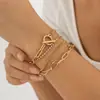 Joyería Transfronteriza Europea y Americana Simple Geométrica otbuckle Pulsera Versátil para Mujer Creativa Mezcla y Combina Cuentas de Diamante Pulsera Multicapa