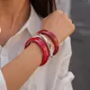 Pulsera Roja Geométrica de Resina Transfronteriza Europea y Americana, Moda para el Trabajo, Pulsera Simple y Versátil, Lujo Ligero, Sensación de Alta Gama, Joyería para Mujer