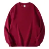 Sudadera de Algodón con Cuello Redondo y Hombro Regular de 300g para Primavera y Otoño para Hombres y Mujeres, Color Sólido Casual Holgada Pulóver Camiseta Básica