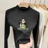 Capa interior cálida para otoño e invierno, camiseta básica de cuello alto a media altura de forro polar por ambos lados para niñas, top de manga larga moderno y elegante para niñas pequeñas