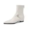 Botas com fivela de cinto super modeladoras, invisíveis e que aumentam a altura interna, coleção outono/inverno 2026, salto médio, bico fino, botins elásticos, tamanho feminino 42
