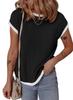Primavera/Verano 2025 Transfronterizo Amazon Camiseta de Manga Corta para Mujer Camiseta Básica de Punto Canalé Top Casual