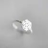 Anillo abierto de copo de nieve cepillado de plata de ley s925, estilo coreano de moda, anillo simple elegante de plata lisa, joyería de plata de ley para mujer