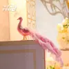 Decoração de vitrine de joias de pavão pequeno, ornamentos de pena de pavão, adereços para casa, casamento, ensino, fotografia