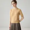Suave y cómodo~25% seda de morera 75% cachemir tejido de punto para mujer cuello redondo manga corta otoño e invierno suéter pullover holgado