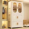 Armario de Almacenamiento Plegable de Plástico Engrosado para Colgar Ropa, sin Instalación, para Hogar, Dormitorio, con Capas, para Almacenamiento de Ropa Infantil