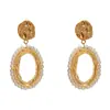 Pendientes de perla irregulares ovalados exagerados de moda personalizados transfronterizos europeos y americanos, elegantes, de lujo ligero, versátiles, pendientes adelgazantes para mujer