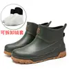 Botas de lluvia cortas de moda transfronterizas para hombre, zapatos de pesca impermeables y resistentes al desgaste para exteriores, zapatos de goma antideslizantes para cocina, zapatos impermeables para lavado de autos para hombre