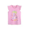 Camiseta Nueva de Verano para Niñas con Mangas de Hoja de Loto, Suéter Pullover de Cuello Redondo para Niños con Estampado de Unicornio Estilo Europeo y Americano, Disponible al por Mayor