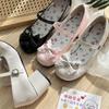 Zapatos Mary Jane Redondos Versátiles Lindos 2025 JK Lolita Estilo Nuevo Moño Tacón Grueso Dulce Diarios Zapatos Pequeños de Cuero