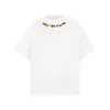 5819 Retrô Americano 300g Fio Duplo Estilo Unissex Bordado de Toalha Design de Manga Curta Camiseta Solta de Manga Curta High Street Masculina