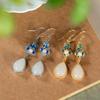 Pendientes Vintage Yiluyin S925 Plata de Ley Chapado en Oro Jade Hetian Perla Tendencia Nacional Cloisonné Orquídea Gota de Agua con Ganchos de Plata