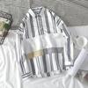 Camisa de Manga Larga con Rayas Verticales de Moda Distintiva Verano 2024 Estilo Japonés Estilo Hong Kong Ins Estudiante Moda Atractiva Camisa para Hombre