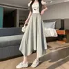 Foto Real de la Nueva Falda Larga Irregular de Cintura Alta Versátil de Moda Primavera y Verano con Cintura Elástica Falda Línea A Tendencia