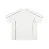 Camiseta de Manga Corta para Hombre Catteeius Estilo Americano Pesada 260g Empalme con Tira Reflectante Color Sólido Holgada Sencilla Sorona Moderna