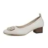 Zapatos planos de tacón grueso para mujer, nuevos mocasines de estilo de noche sin cordones con punta fina para primavera/otoño 2026, zapatos de punta fina para mujer de talla grande con suela blanda
