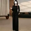 2026 Europa Sudeste Asiático Transfronteiriço Novo Cor Sólida Manga Longa Amarrar Top Cintura Alta Moda Casual Conjunto Mulheres Atacado