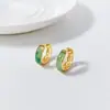 Pendientes de Plata S925 Nalan Estilo Vintage Old Money Oro Brillante de 18K Jade Africano Nube Auspiciosa Huecos Semi-Curvos Pendientes M08402