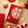 Envelope de Presente de Casamento para Troca de Nome, Presente de Retorno de Casamento de Mil Yuan, Pequeno Envelope Vermelho com o Caractere "Felicidade Dupla" para Bloquear a Porta, Mini Pacote Vermelho Criativo