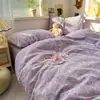 Juego de ropa de cama genuino de Clase A de cuatro piezas hecho de algodón puro, apto para madres y bebés, gasa de doble capa, estilo ins, apto para dormir desnudo, incluye sábana bajera y funda de edredón, juego de tres piezas para dormitorio