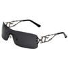 Nuevas Gafas de Sol Metálicas de Una Pieza Transfronterizas 2024 Europeas y Americanas Elegantes Caladas Hip-Hop Y2K Moda Fotografía Callejera Gafas de Sol para Mujer