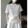 Nova Camiseta de Verão Estilo Coreano Simples H-Line Gola Redonda Manga Curta Silhueta Solta Amiga da Pele Casual Camada Base para Mulheres
