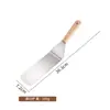 Mango de madera de haya hecho a medida, espátula de cocina de acero inoxidable de 1,2 mm de grosor, espátula para bistec, espátula para freír, espátula para pizza, espátula angulada, espátula para hornear