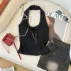 Camisola com Gola de Renda Feminina Outono e Inverno 2024 Novo Estilo Francês Costas Bonitas Top Sem Mangas com Base Branca