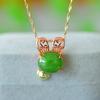 Pingente de brocado tipo coelho com jade hetian incrustado em cobre, pingente de coelho com jade natural, fornecimento de jade vivo