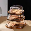 Recipiente Quadrado para Armazenamento de Alimentos de Vidro Borossilicato Alto com Tampa de Bambu e Madeira Vários Tamanhos Empilhável Armazenamento Selado à Prova de Poeira Caixa Doméstica para Cozinha