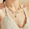 Conjunto de pulsera y collar de cadena fina con flor de cuatro pétalos incrustada de circonita, acero inoxidable chapado en oro de 18 quilates, moderno y adecuado para el uso diario