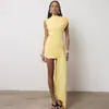 Vestido Ajustado de Venta Caliente Transfronterizo Vestido Plisado Adelgazante Tirantes Irregulares Sin Mangas Vestido Corto de Temperamento