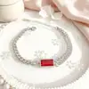 Oferta Especial Nueva Pulsera de Acero Titanio con Zirconia Conservadora de Color para Mujer con Colgante de Gema Gota de Agua Colorida y Lujosa Joyería de Números Romanos
