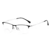 Armazón de Gafas Cuadrado de Media Montura de Aleación de Titanio Ultraligero para Hombre, Estilo de Negocios, Gafas Ópticas Elegantes, Armazón de Gafas para Miopía con Filtro de Luz Azul