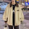 Abrigo retro americano para hombre, diseño de nicho de otoño, color a juego, marca de moda, chaqueta informal holgada para pareja