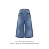 Shorts de Mezclilla Lavados Vintage para Hombres y Mujeres Pantalones Cropped Casuales Rectos Holgados de Cintura Media Tendencia de Verano Azul Otros Colores