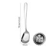 Cuchara de acero inoxidable 304, cuchara de fondo plano grueso, cuchara cuadrada creativa para el hogar, cuchara de postre china, cuchara de sopa para estudiantes