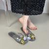 Zapatos de Gel para Playa, Zapatos Planos de Cristal Huecos Estilo Hada Princesa, Sandalias de Moda Slip-On de Suela Suave, Zapatos de Lluvia Florales