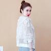 Cardigan Slimming de Verão Novo Estilo Renda Fino Design Transparente Tamanho Grande Zíper com Capuz Curto Roupa de Proteção Solar para Mulheres