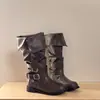 Botas de moda de cano alto para mulheres, outono e inverno 2026, novas botas longas de estilo coreano com sola grossa, botas de salto empilhado estilo britânico para jovens mulheres