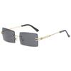 Nuevas gafas de sol europeas y americanas de color caramelo sin marco con borde de corte de diamantes, gafas de sol cuadradas personalizadas de moda del mismo estilo de celebridades de Internet.