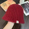 Sombrero de Pescador Sencillo y Cálido de Color Sólido Estilo Coreano para Mujer, Versátil para Otoño e Invierno, Pequeño Sombrero de Lana Tejida para Adelgazar el Rostro, Sombrero de Cubo, Sombrero Cloche
