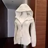 Jaqueta Moletom Slim Fit para Mulheres, Ombro Normal, Ajuste na Cintura, Top Curto, Novo Estilo Primavera 2026, Moletom com Capuz Justo, Cardigã Camada Interna