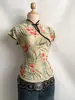 Novo Cheongsam Feminino Estilo Chinês Estampado com Gola Alta, Fecho Diagonal e Camiseta de Manga Curta Abotoada, Versão Melhorada Estilo Retro Y2K