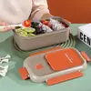 Atacado Caixa de Almoço de Aço Inoxidável Criativa com Tampa Selada, Caixa de Almoço para Micro-ondas para Estudantes e Trabalhadores de Escritório com Conjunto de Colher e Garfo