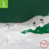 Pendientes Originales de Copo de Nieve y Campana Navideña Yinziyun Plata de Ley S925 Pendientes de Árbol de Navidad Europeos y Americanos Pendientes de Manzana Pendientes