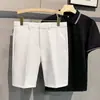 Shorts Casuales para Hombre con Efecto de Caída, Shorts de Traje de Seda Hielo Delgada de Verano, Corte Holgado, Pantalones Blancos de Pierna Recta